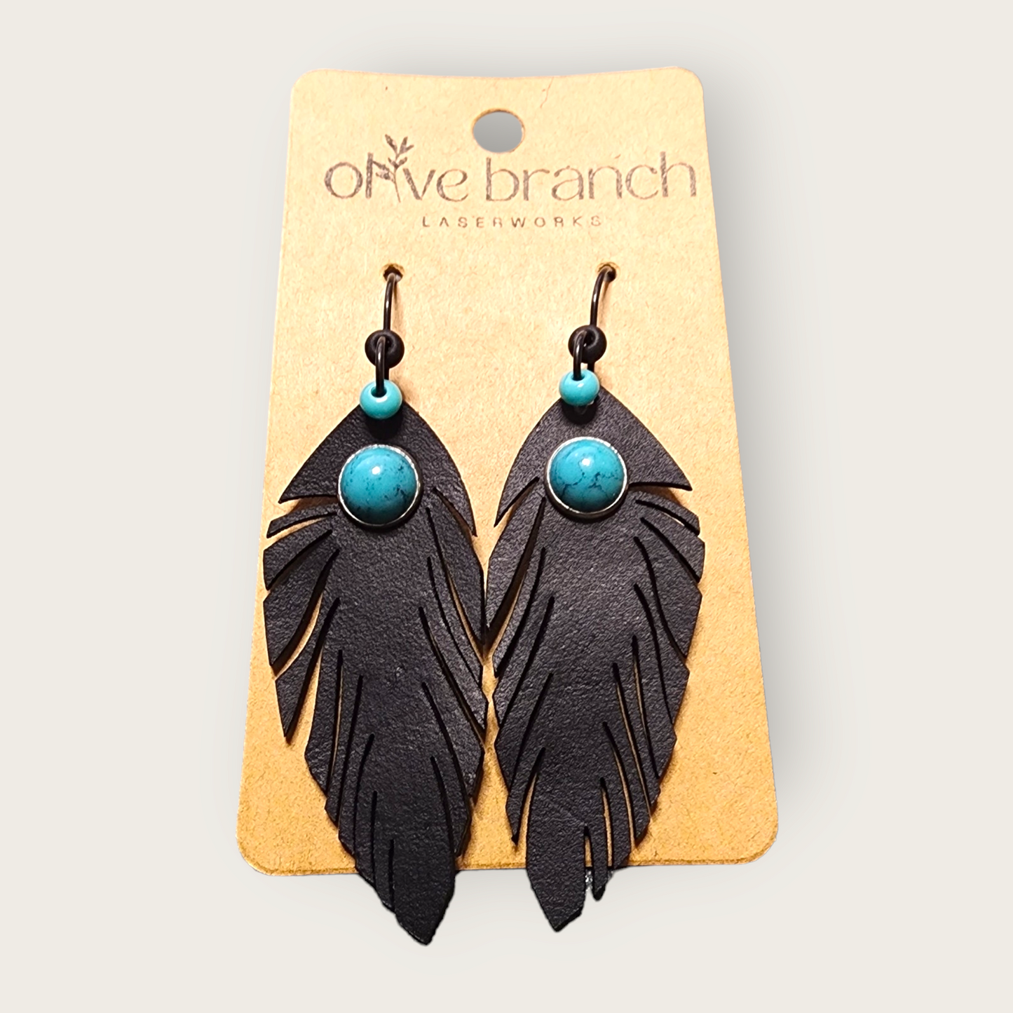 Leather Feather Earrings