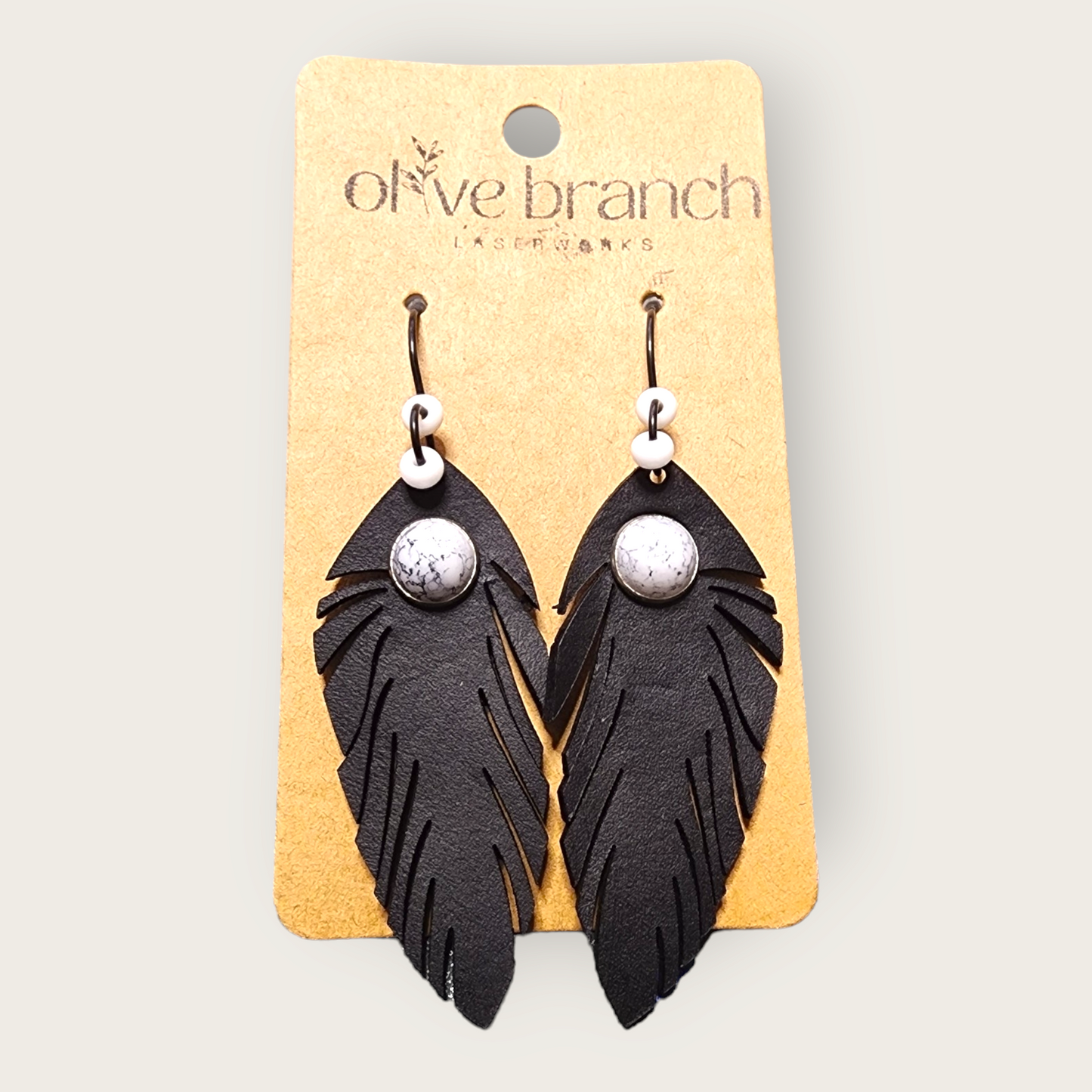 Leather Feather Earrings