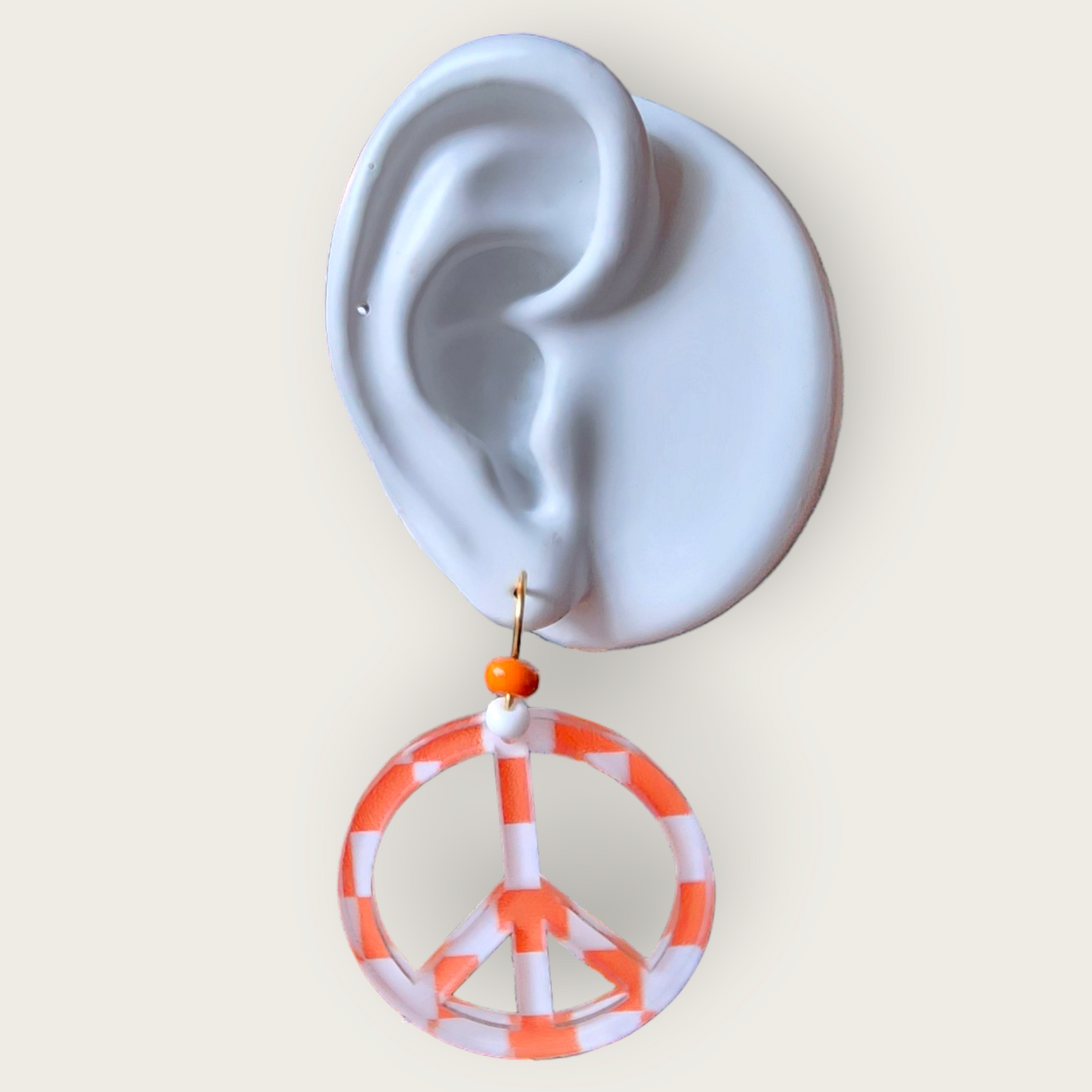 Checkered Peace Sign Earrings
