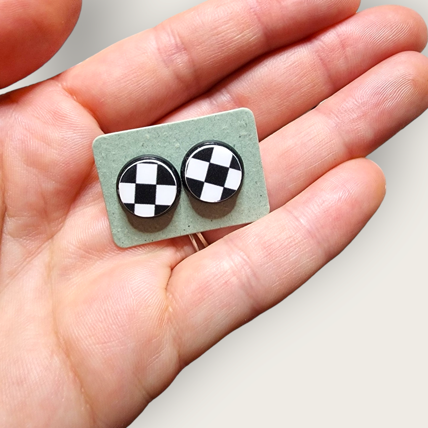 Black & White Checkered Studs