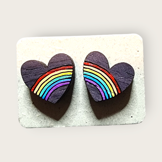 Rainbow Heart Studs