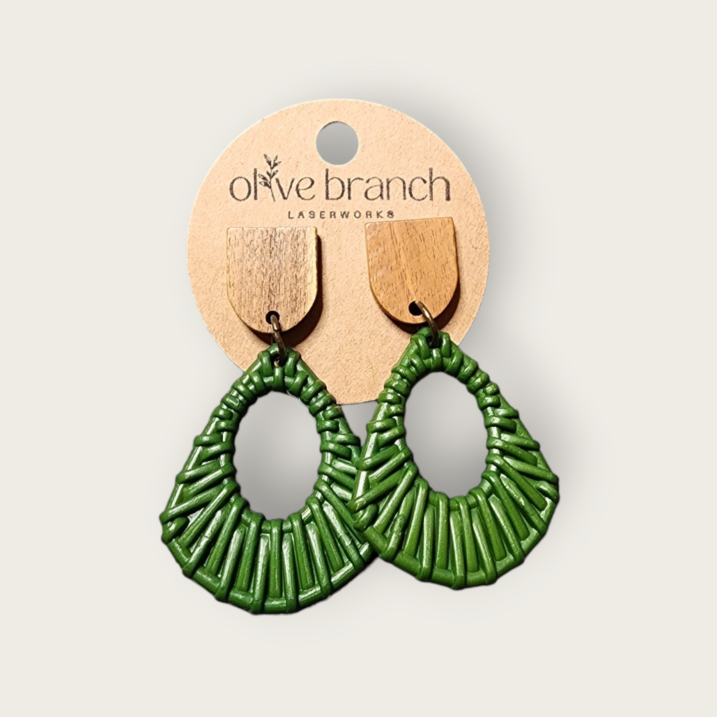 Green Ratan Dangle Earrings