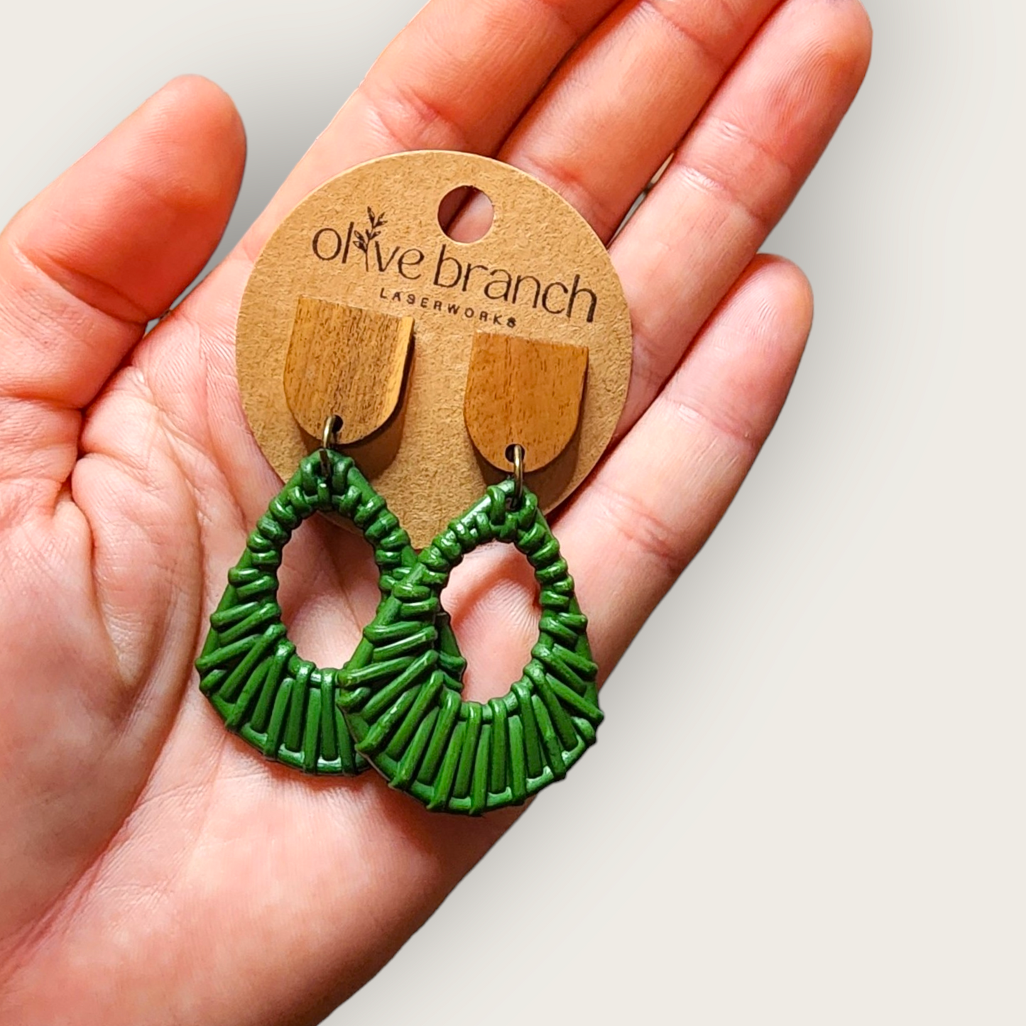 Green Ratan Dangle Earrings