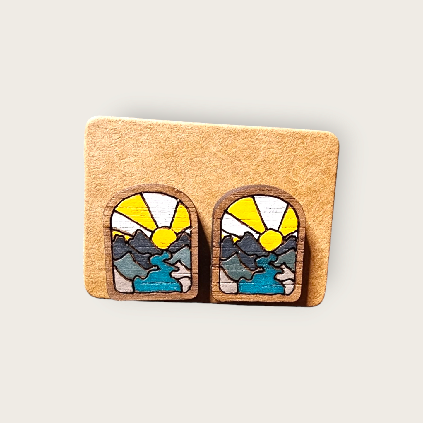 Mountain Scene Stud Earrings