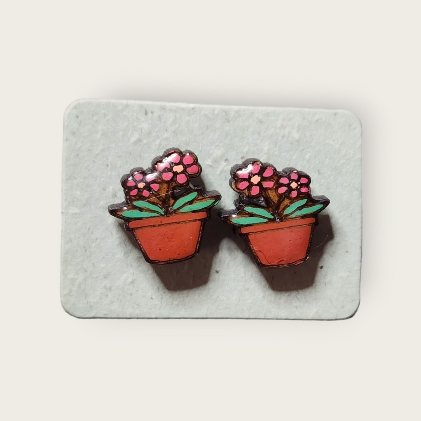 Flower pot stud earrings