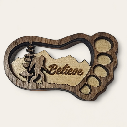 Bigfoot "Believe" foot print magnet