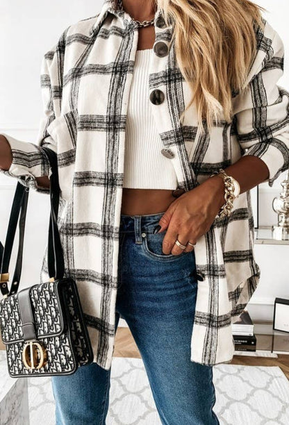 Loose Fit Plaid Shacket