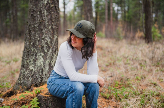 Green Corduroy Big Three Tree Trucker Hat