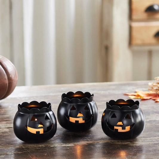 Jack-O-Lantern Candle Holder Black