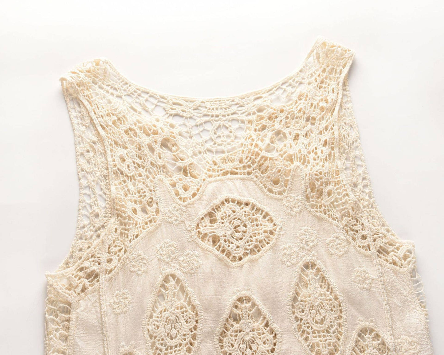 Sleeveless Hollow Jacquard Lace Cardigan