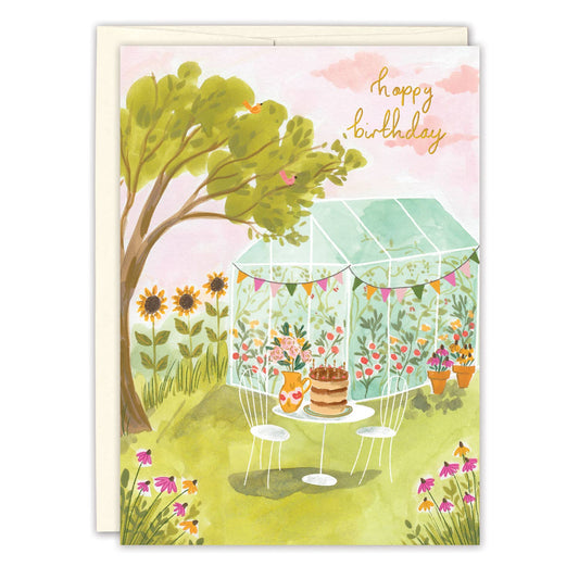 Greenhouse Garden Party Birthday Card