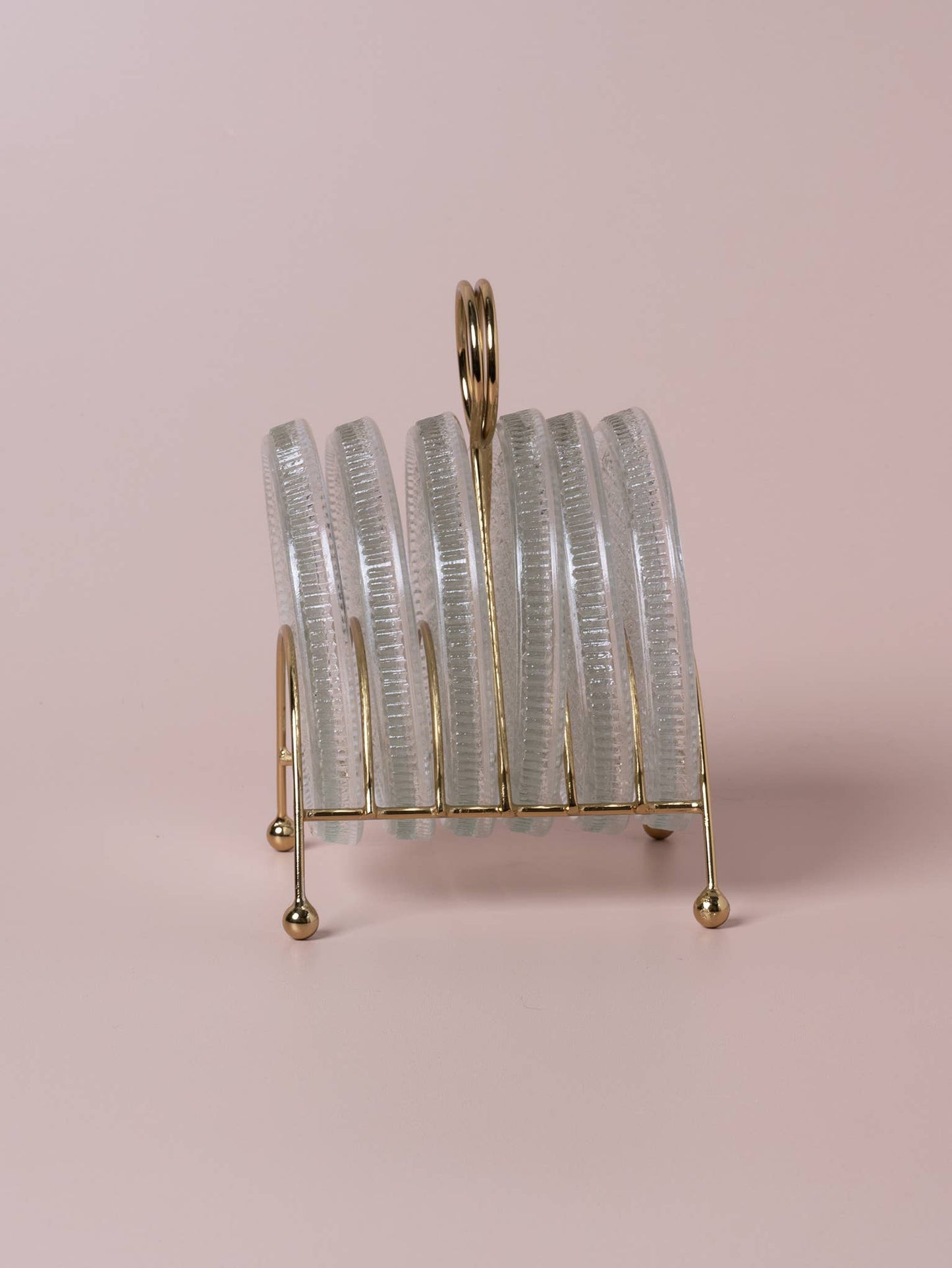 Glass Coasters Metal Caddy Set MCM
