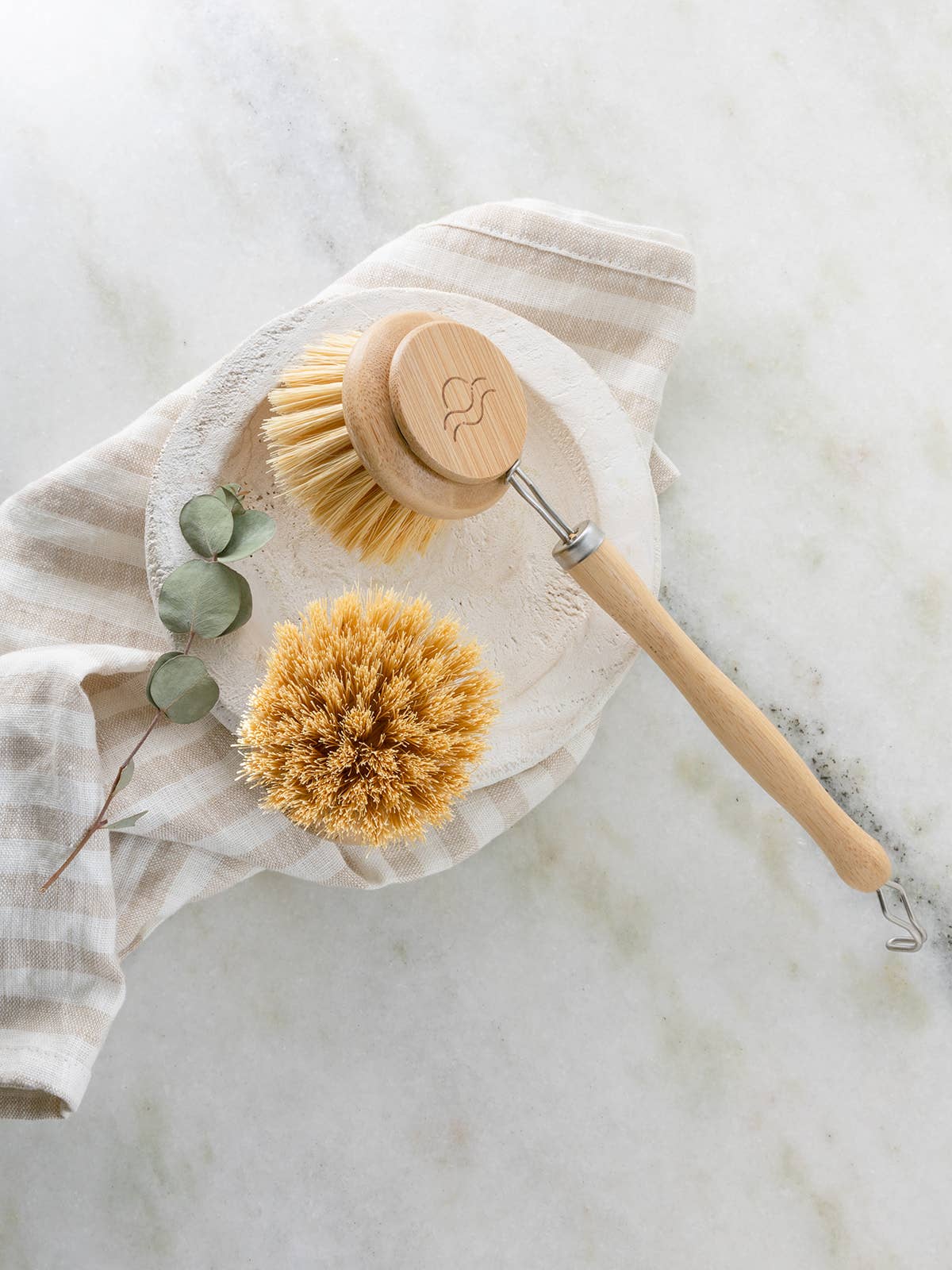 Sisal Bamboo Dish Brush with Replaceable Head – Wide Design
