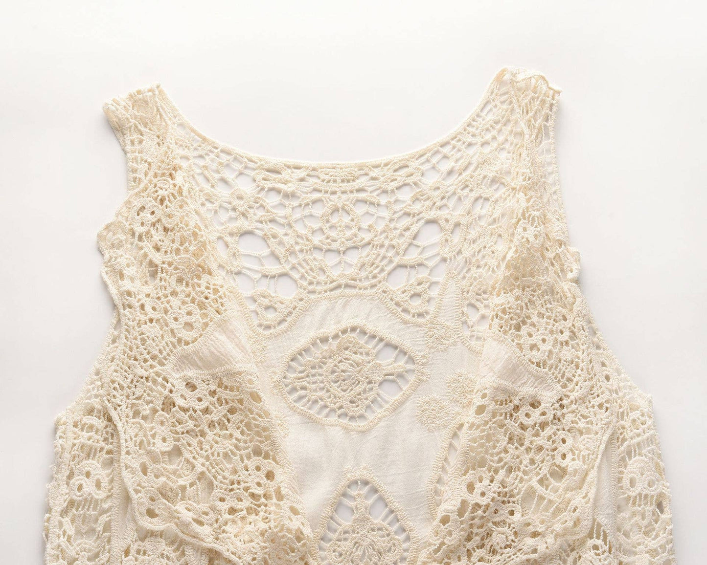 Sleeveless Hollow Jacquard Lace Cardigan
