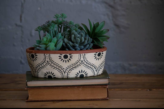 Terracotta oval planter